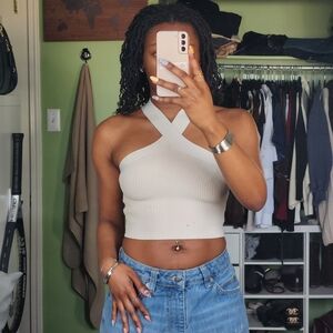 Women's Cream Halter Top